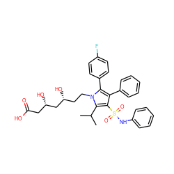 CC(C)c1c(S(=O)(=O)Nc2ccccc2)c(-c2ccccc2)c(-c2ccc(F)cc2)n1CC[C@@H](O)C[C@@H](O)CC(=O)O ZINC000029037744