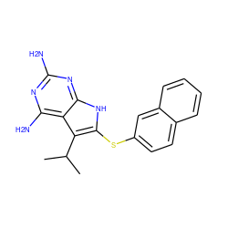 CC(C)c1c(Sc2ccc3ccccc3c2)[nH]c2nc(N)nc(N)c12 ZINC000040918918