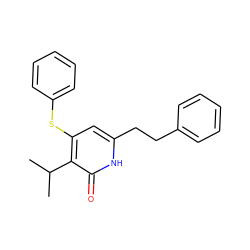 CC(C)c1c(Sc2ccccc2)cc(CCc2ccccc2)[nH]c1=O ZINC000299819038