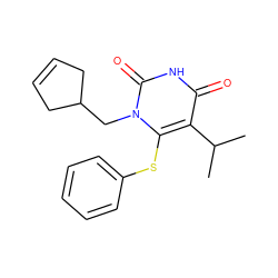 CC(C)c1c(Sc2ccccc2)n(CC2CC=CC2)c(=O)[nH]c1=O ZINC000005963311