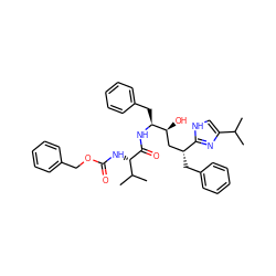 CC(C)c1c[nH]c([C@H](Cc2ccccc2)C[C@H](O)[C@H](Cc2ccccc2)NC(=O)[C@@H](NC(=O)OCc2ccccc2)C(C)C)n1 ZINC000026489736