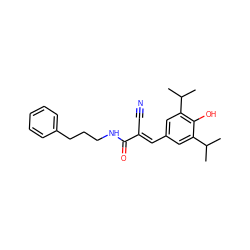 CC(C)c1cc(/C=C(\C#N)C(=O)NCCCc2ccccc2)cc(C(C)C)c1O ZINC000002507485