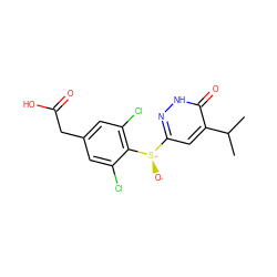 CC(C)c1cc([S@@+]([O-])c2c(Cl)cc(CC(=O)O)cc2Cl)n[nH]c1=O ZINC000034842581