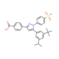 CC(C)c1cc(-c2cc(-c3ccc(C(=O)O)cc3)nn2-c2ccc(S(C)(=O)=O)cc2)cc(C(C)(C)C)c1 ZINC000653857942