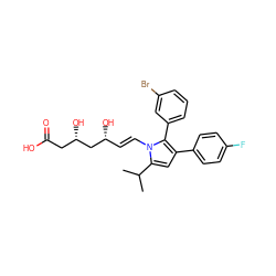 CC(C)c1cc(-c2ccc(F)cc2)c(-c2cccc(Br)c2)n1/C=C/[C@@H](O)C[C@@H](O)CC(=O)O ZINC000028366648