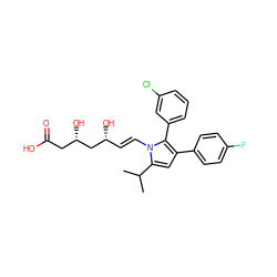 CC(C)c1cc(-c2ccc(F)cc2)c(-c2cccc(Cl)c2)n1/C=C/[C@@H](O)C[C@@H](O)CC(=O)O ZINC000028361340