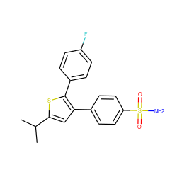 CC(C)c1cc(-c2ccc(S(N)(=O)=O)cc2)c(-c2ccc(F)cc2)s1 ZINC000026260865