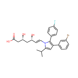 CC(C)c1cc(-c2cccc(Br)c2)c(-c2ccc(F)cc2)n1/C=C/[C@@H](O)C[C@@H](O)CC(=O)O ZINC000028364938