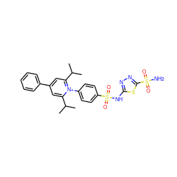 CC(C)c1cc(-c2ccccc2)cc(C(C)C)[n+]1-c1ccc(S(=O)(=O)Nc2nnc(S(N)(=O)=O)s2)cc1 ZINC000014956373