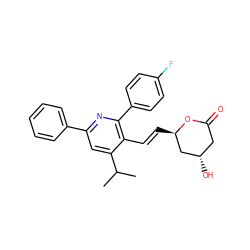 CC(C)c1cc(-c2ccccc2)nc(-c2ccc(F)cc2)c1/C=C/[C@@H]1C[C@@H](O)CC(=O)O1 ZINC000027656994