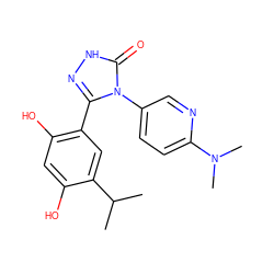 CC(C)c1cc(-c2n[nH]c(=O)n2-c2ccc(N(C)C)nc2)c(O)cc1O ZINC000115807075