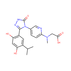 CC(C)c1cc(-c2n[nH]c(=O)n2-c2ccc(N(C)CC(=O)O)nc2)c(O)cc1O ZINC000115811910