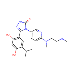 CC(C)c1cc(-c2n[nH]c(=O)n2-c2ccc(N(C)CCN(C)C)nc2)c(O)cc1O ZINC000115809538