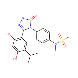 CC(C)c1cc(-c2n[nH]c(=O)n2-c2ccc(N(C)S(C)(=O)=O)cc2)c(O)cc1O ZINC000115810333