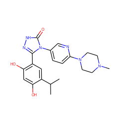 CC(C)c1cc(-c2n[nH]c(=O)n2-c2ccc(N3CCN(C)CC3)nc2)c(O)cc1O ZINC000115809395