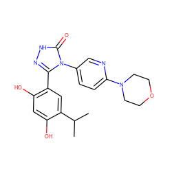 CC(C)c1cc(-c2n[nH]c(=O)n2-c2ccc(N3CCOCC3)nc2)c(O)cc1O ZINC000115808463