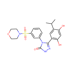 CC(C)c1cc(-c2n[nH]c(=O)n2-c2cccc(S(=O)(=O)N3CCOCC3)c2)c(O)cc1O ZINC000115807010