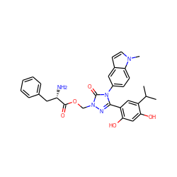 CC(C)c1cc(-c2nn(COC(=O)[C@@H](N)Cc3ccccc3)c(=O)n2-c2ccc3c(ccn3C)c2)c(O)cc1O ZINC000115807013