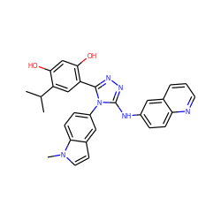 CC(C)c1cc(-c2nnc(Nc3ccc4ncccc4c3)n2-c2ccc3c(ccn3C)c2)c(O)cc1O ZINC000115811251