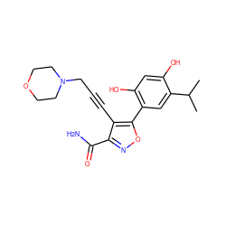 CC(C)c1cc(-c2onc(C(N)=O)c2C#CCN2CCOCC2)c(O)cc1O ZINC000473106904