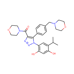 CC(C)c1cc(-n2nnc(C(=O)N3CCOCC3)c2-c2ccc(CN3CCOCC3)cc2)c(O)cc1O ZINC000169306703