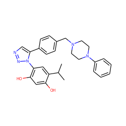 CC(C)c1cc(-n2nncc2-c2ccc(CN3CCN(c4ccccc4)CC3)cc2)c(O)cc1O ZINC000169311399