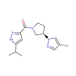 CC(C)c1cc(C(=O)N2CC[C@@H](n3cc(Br)cn3)C2)n[nH]1 ZINC001772640548