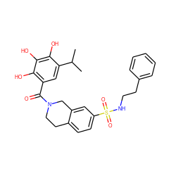 CC(C)c1cc(C(=O)N2CCc3ccc(S(=O)(=O)NCCc4ccccc4)cc3C2)c(O)c(O)c1O ZINC000029464743