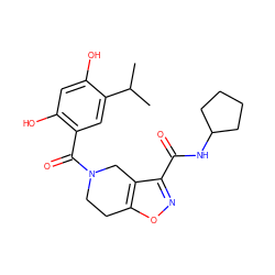 CC(C)c1cc(C(=O)N2CCc3onc(C(=O)NC4CCCC4)c3C2)c(O)cc1O ZINC000169311785