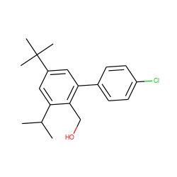 CC(C)c1cc(C(C)(C)C)cc(-c2ccc(Cl)cc2)c1CO ZINC000073295965