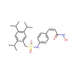 CC(C)c1cc(C(C)C)c(C(C)C)cc1CS(=O)(=O)Nc1ccc(/C=C\C(=O)NO)cc1 ZINC000103208615