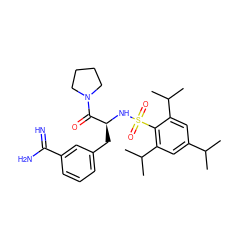 CC(C)c1cc(C(C)C)c(S(=O)(=O)N[C@@H](Cc2cccc(C(=N)N)c2)C(=O)N2CCCC2)c(C(C)C)c1 ZINC000026848863