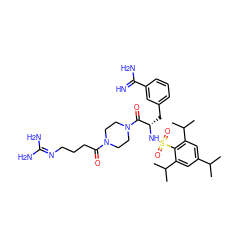 CC(C)c1cc(C(C)C)c(S(=O)(=O)N[C@@H](Cc2cccc(C(=N)N)c2)C(=O)N2CCN(C(=O)CCCN=C(N)N)CC2)c(C(C)C)c1 ZINC000034689233