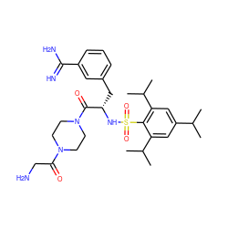 CC(C)c1cc(C(C)C)c(S(=O)(=O)N[C@@H](Cc2cccc(C(=N)N)c2)C(=O)N2CCN(C(=O)CN)CC2)c(C(C)C)c1 ZINC000034717915