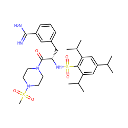 CC(C)c1cc(C(C)C)c(S(=O)(=O)N[C@@H](Cc2cccc(C(=N)N)c2)C(=O)N2CCN(S(C)(=O)=O)CC2)c(C(C)C)c1 ZINC000003834157