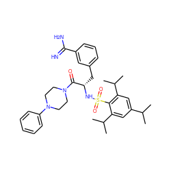 CC(C)c1cc(C(C)C)c(S(=O)(=O)N[C@@H](Cc2cccc(C(=N)N)c2)C(=O)N2CCN(c3ccccc3)CC2)c(C(C)C)c1 ZINC000299869035