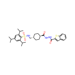 CC(C)c1cc(C(C)C)c(S(=O)(=O)NC[C@H]2CC[C@H](C(=O)NNC(=O)c3cc4ccccc4s3)CC2)c(C(C)C)c1 ZINC000253637132