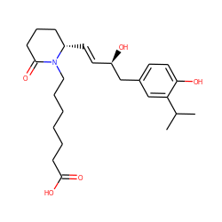 CC(C)c1cc(C[C@H](O)/C=C/[C@H]2CCCC(=O)N2CCCCCCC(=O)O)ccc1O ZINC000028477496