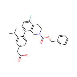 CC(C)c1cc(CC(=O)O)ccc1-c1ccc(F)c2c1CN(C(=O)OCc1ccccc1)CC2 ZINC000144233716