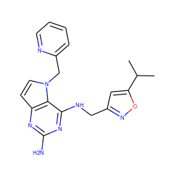 CC(C)c1cc(CNc2nc(N)nc3ccn(Cc4ccccn4)c23)no1 ZINC001772619466