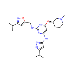 CC(C)c1cc(CNc2nc(Nc3cc(C(C)C)[nH]n3)cc(O[C@@H]3CCCN(C)C3)n2)on1 ZINC000203007302