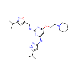 CC(C)c1cc(CNc2nc(Nc3cc(C(C)C)[nH]n3)cc(OCCN3CCCCC3)n2)on1 ZINC000203005481