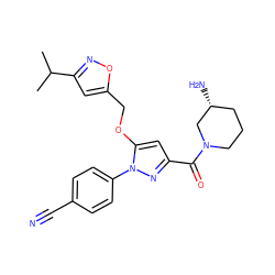 CC(C)c1cc(COc2cc(C(=O)N3CCC[C@@H](N)C3)nn2-c2ccc(C#N)cc2)on1 ZINC001772616614