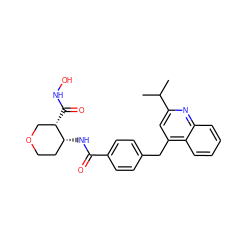 CC(C)c1cc(Cc2ccc(C(=O)N[C@@H]3CCOC[C@@H]3C(=O)NO)cc2)c2ccccc2n1 ZINC000028821963