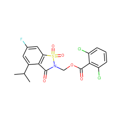 CC(C)c1cc(F)cc2c1C(=O)N(COC(=O)c1c(Cl)cccc1Cl)S2(=O)=O ZINC000027073414