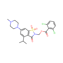 CC(C)c1cc(N2CCN(C)CC2)cc2c1C(=O)N(COC(=O)c1c(Cl)cccc1Cl)S2(=O)=O ZINC000026997139