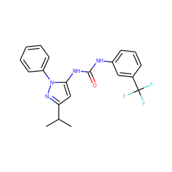 CC(C)c1cc(NC(=O)Nc2cccc(C(F)(F)F)c2)n(-c2ccccc2)n1 ZINC000096273822