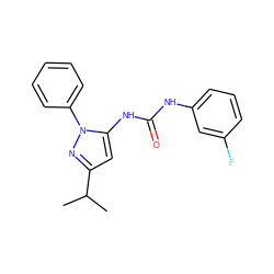 CC(C)c1cc(NC(=O)Nc2cccc(F)c2)n(-c2ccccc2)n1 ZINC000096273821