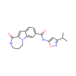 CC(C)c1cc(NC(=O)c2ccc3cc4n(c3c2)CCCNC4=O)on1 ZINC000073219404