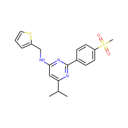 CC(C)c1cc(NCc2cccs2)nc(-c2ccc(S(C)(=O)=O)cc2)n1 ZINC000029131735